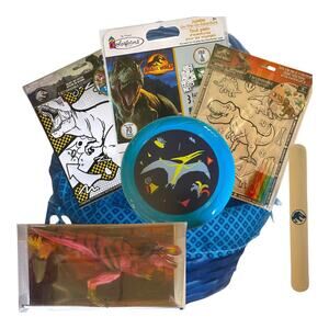 Jurassic World Gift Basket | Dino Toy, Crafts, Stickers, Frisbee, Art & More